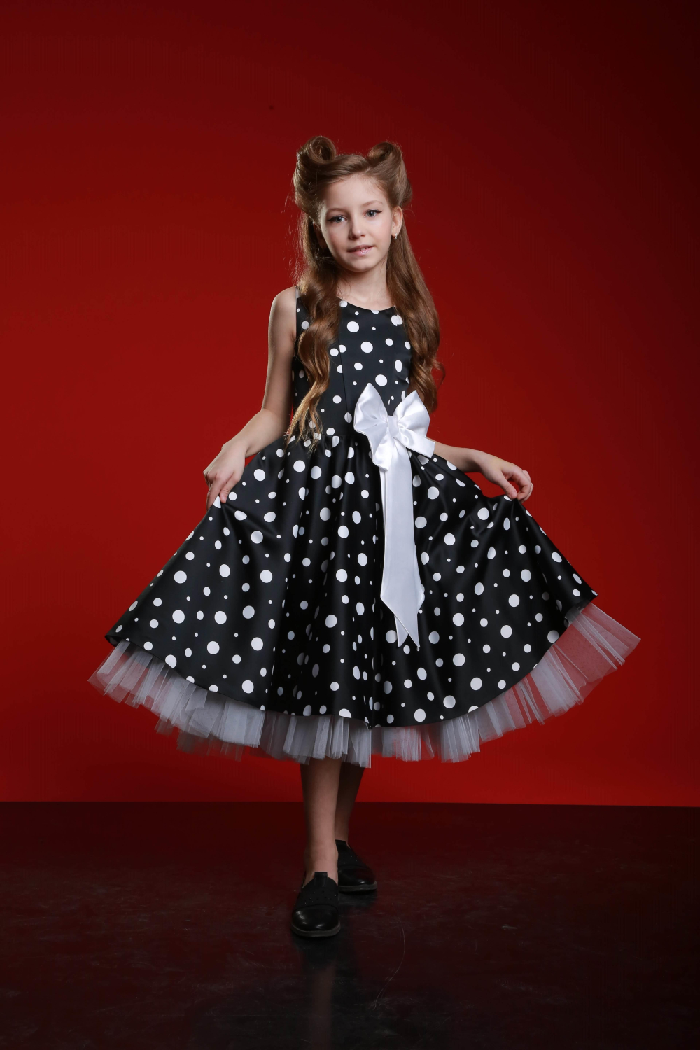 Ошатне плаття Стиляги Горох Бант білий