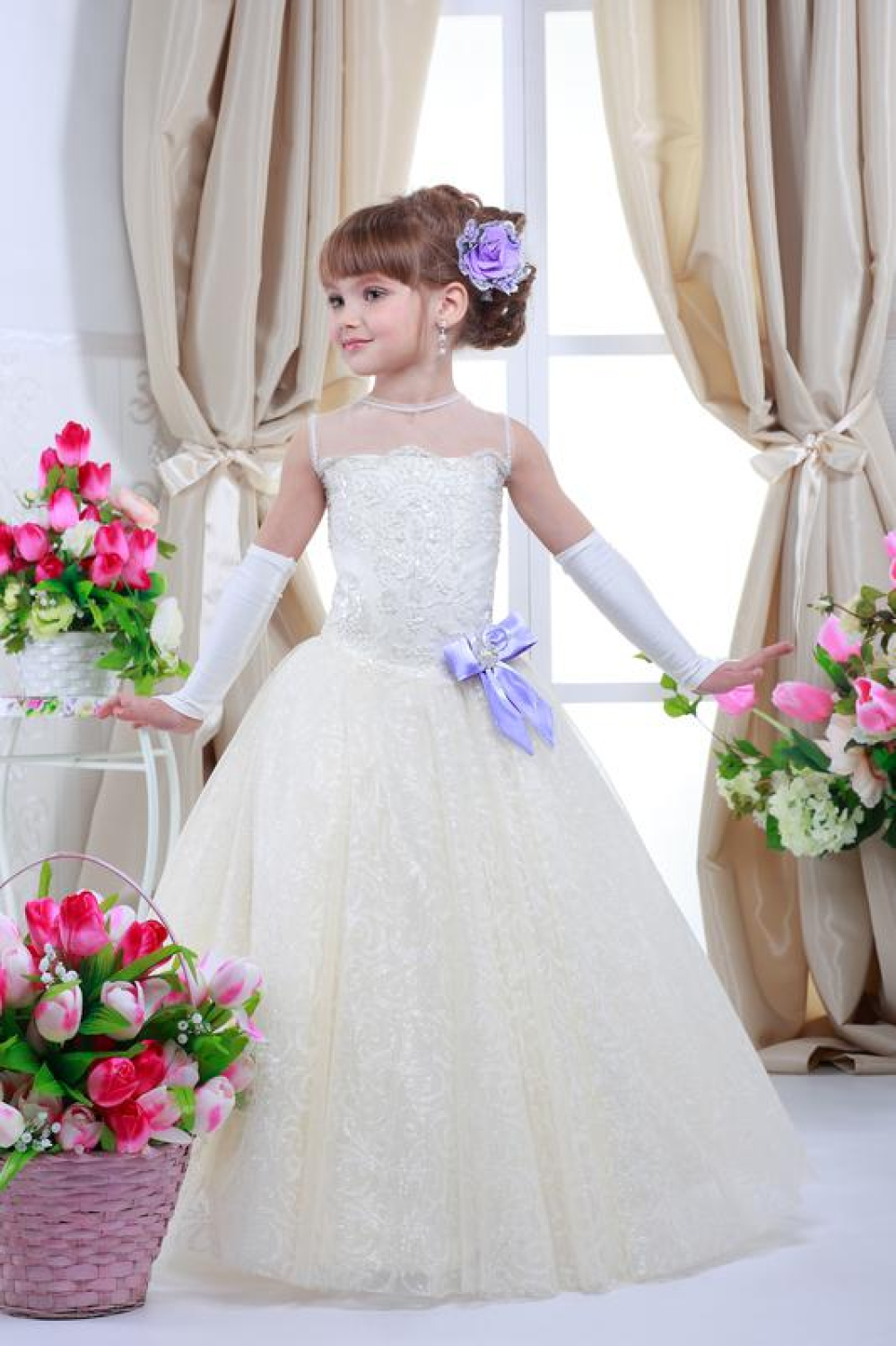 Ошатне плаття для дівчинки 7702 м'ятний бант