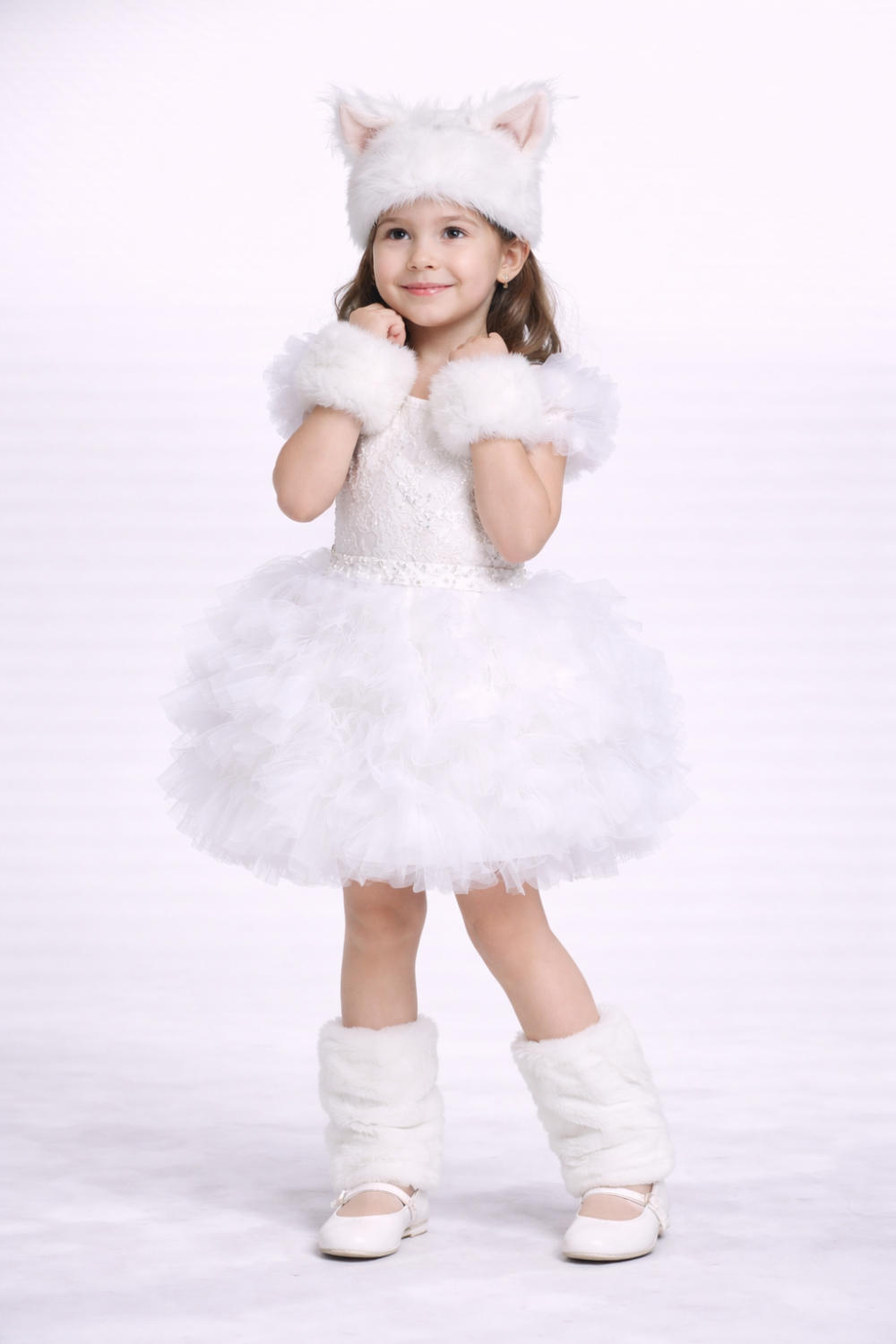 Карнавальний костюм Кішка Кішечка біла пушистик 9742