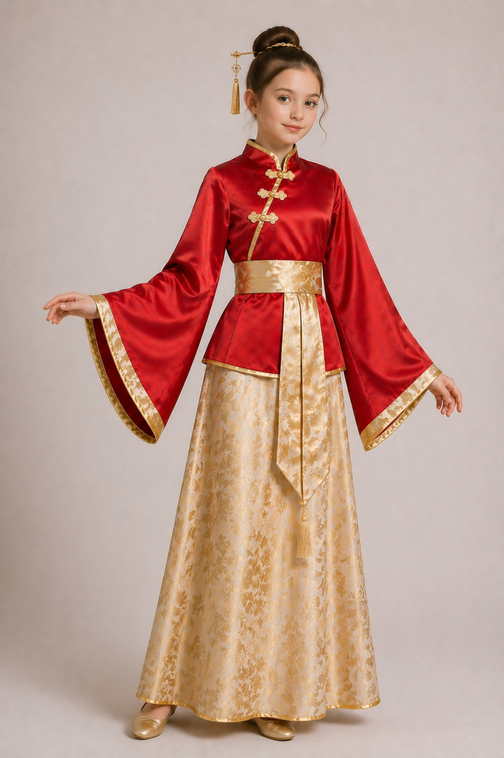 National Chinese costume for girls Red Chinese