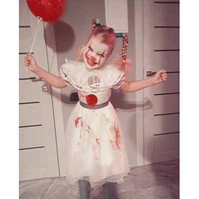 Карнавальний костюм Зомбі дівчинка, білий клоун з "Воно"