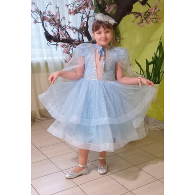Нарядна сукня Блиск блакитна Сніжинка Лялька