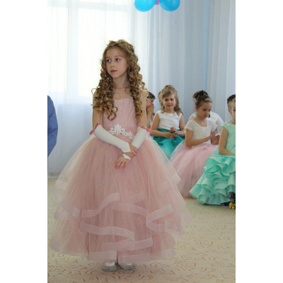 Елегантне плаття для дівчинки 8703 пудра