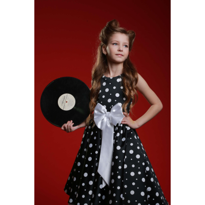 Ошатне плаття Стиляги Горох Бант білий