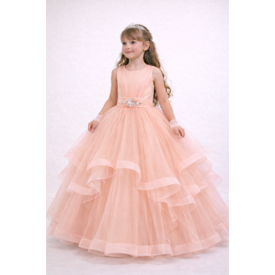Елегантна бальна сукня 8703 персикового кольору