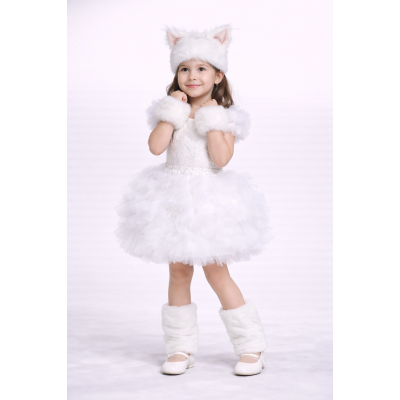 Карнавальний костюм Кішка Кішечка біла пушистик 9742