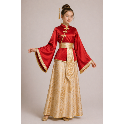 National Chinese costume for girls Red Chinese