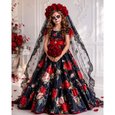 Карнавальный костюм для девочки Мексиканская невеста,  La Catrina, Санта Муэрта