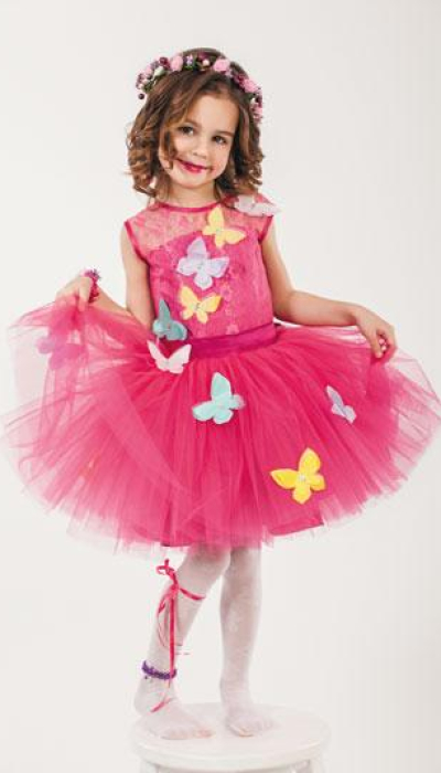 Карнавальный костюм для девочки Фея- Бабочка малиновая
