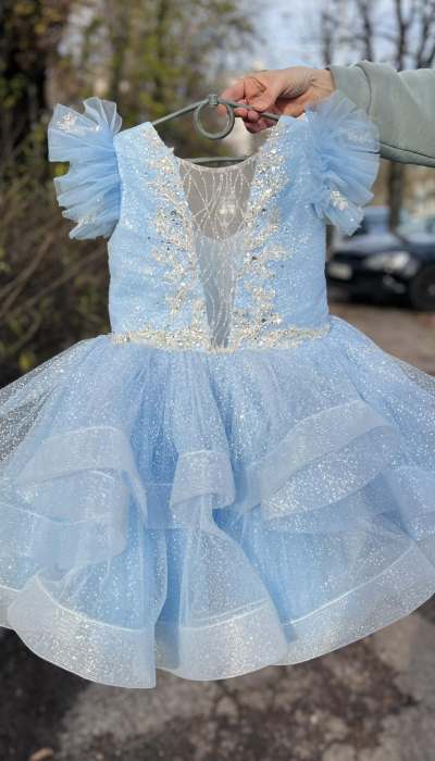Нарядна сукня Блиск блакитна Сніжинка Лялька