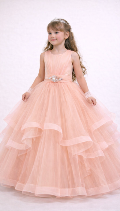 Елегантна бальна сукня 8703 персикового кольору