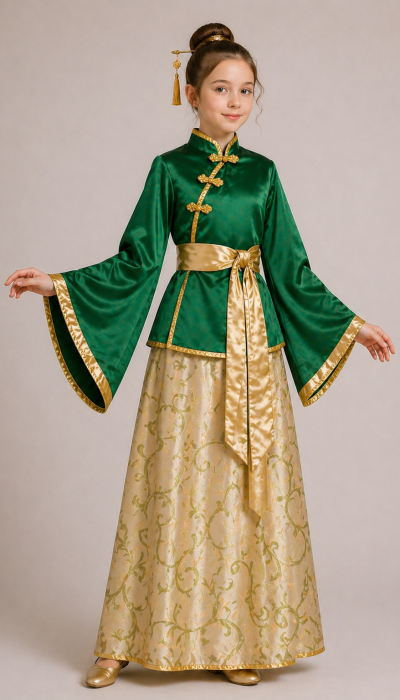 National Chinese costume Chinese woman green