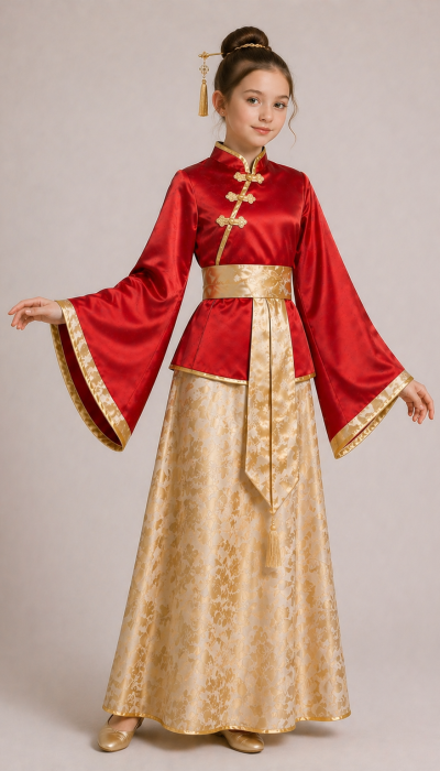 National Chinese costume for girls Red Chinese
