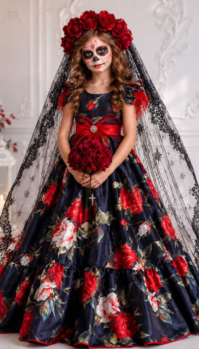 Карнавальный костюм для девочки Мексиканская невеста,  La Catrina, Санта Муэрта
