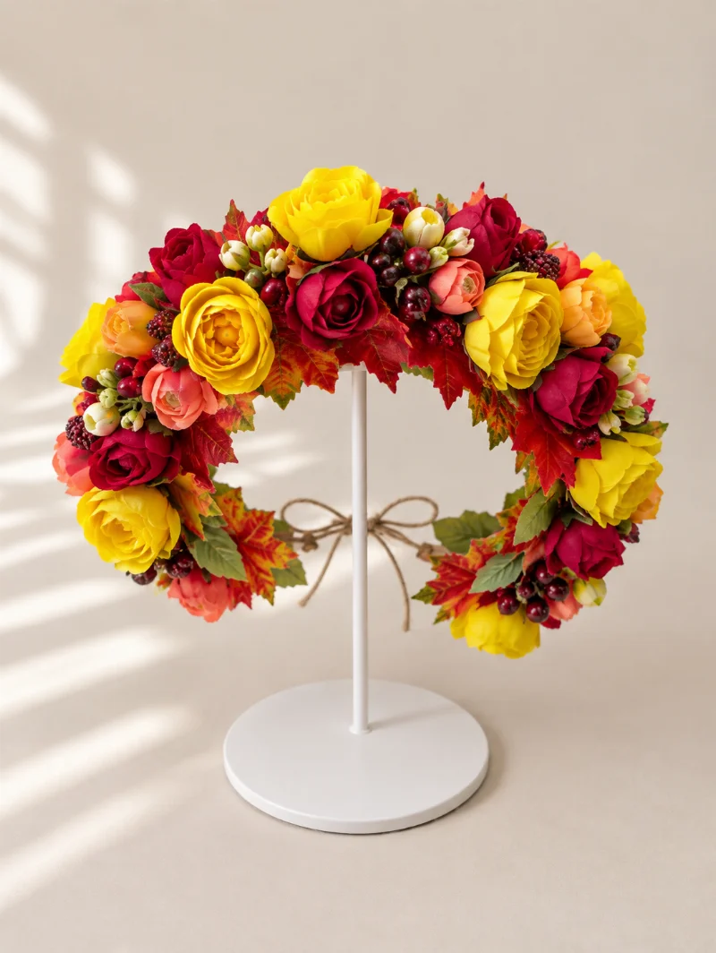 Autumn yellow-red flower crown