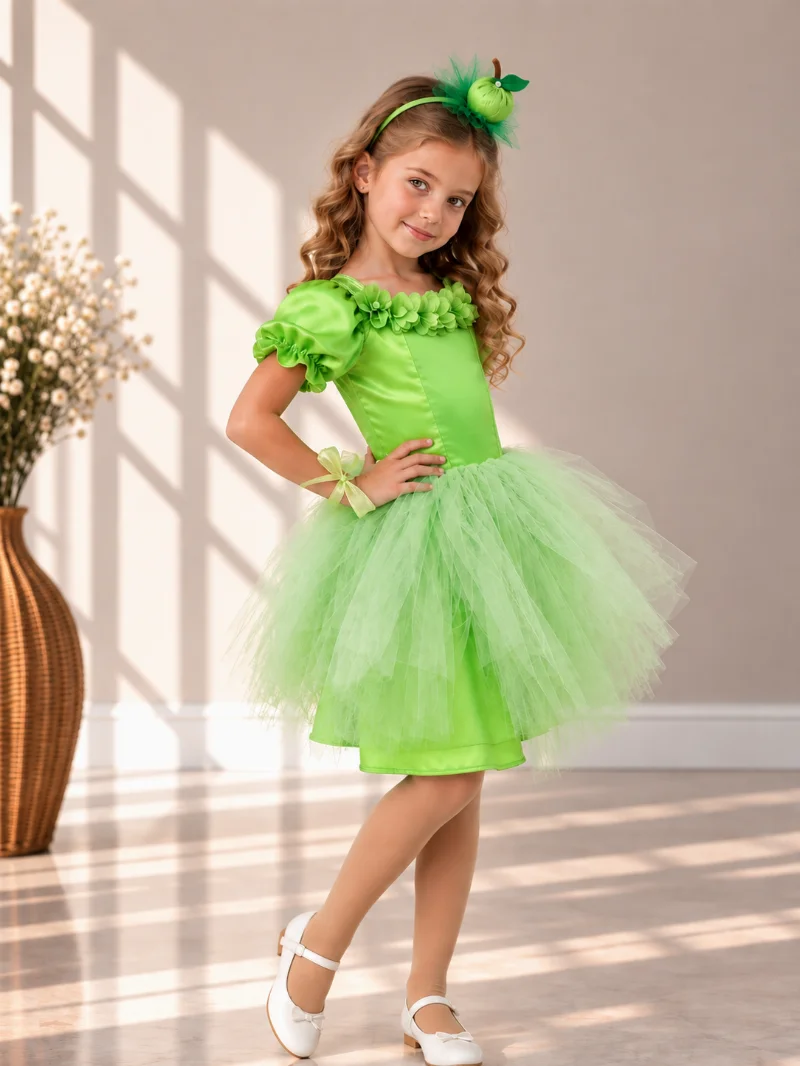 Green Apple carnival costume for a girl