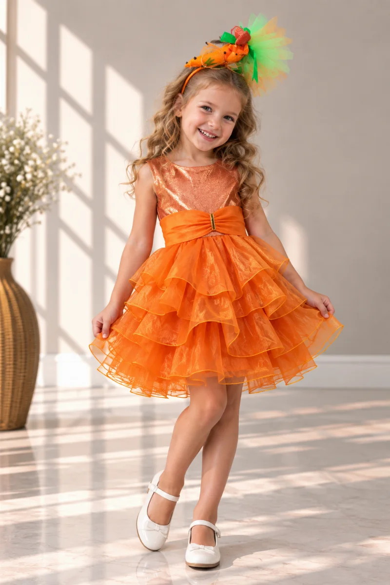 Carrot Costume with Ruffles for a Girl