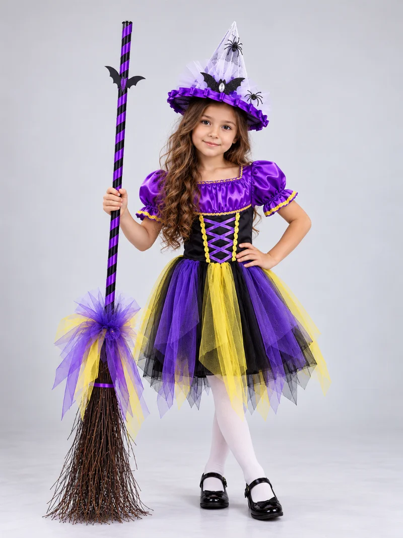 Carnival costume for a girl witch - Violet witch