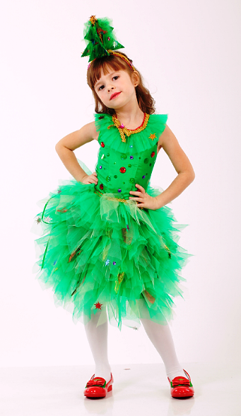 Карнавальний костюм для дівчинки Ялинка Ялинка новорічна пушистик